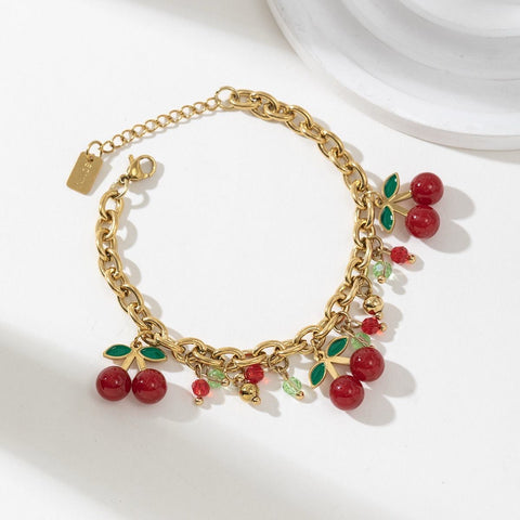 Bracelet à Breloque Motif Cerise 🍒 Bracelet à Breloque Motif Cerise 🍒