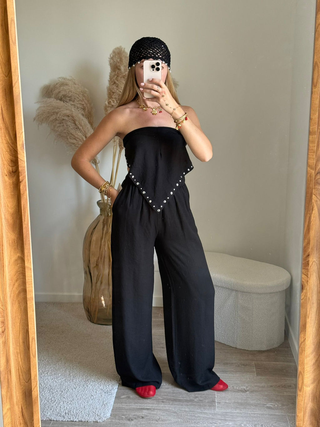 Pantalon avec ceinture - noir