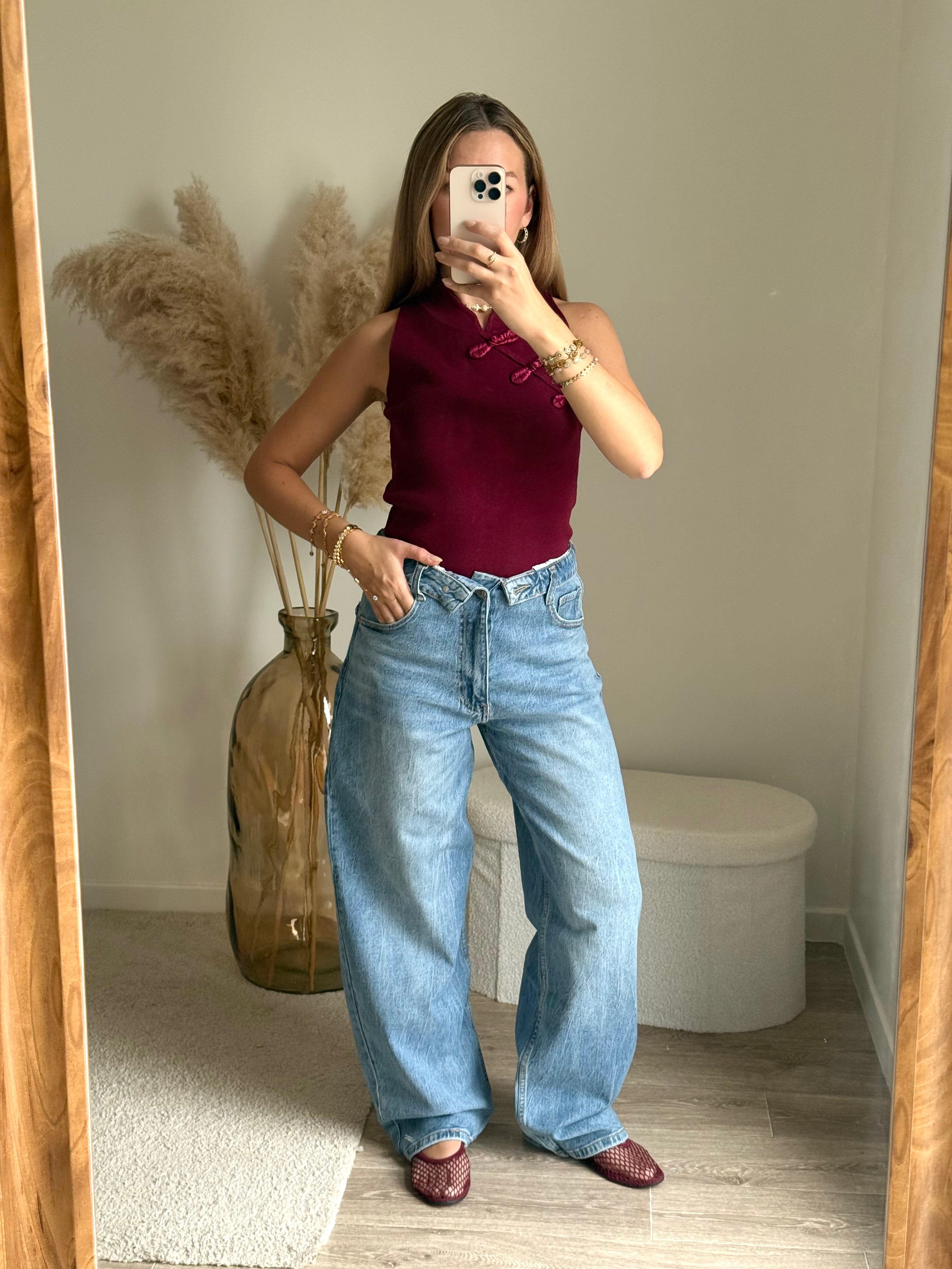 Jean Straight ceinture à revers