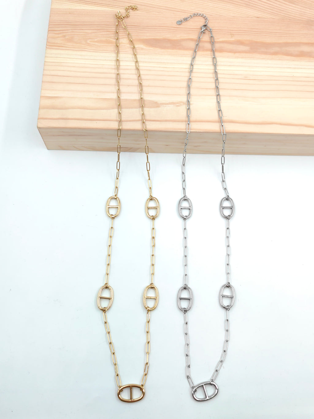 Sautoir maille marine