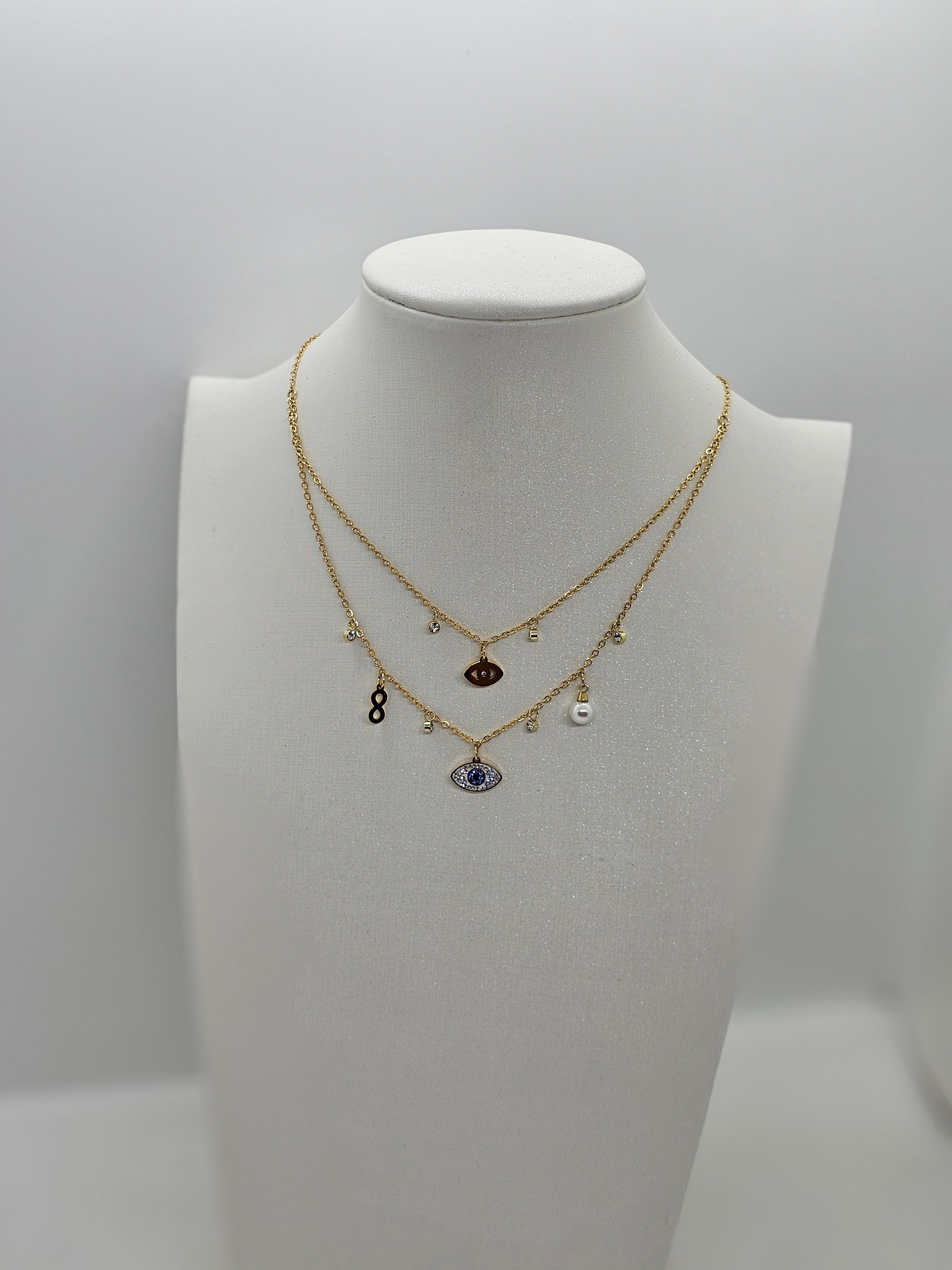 Collier œil à double chaîne