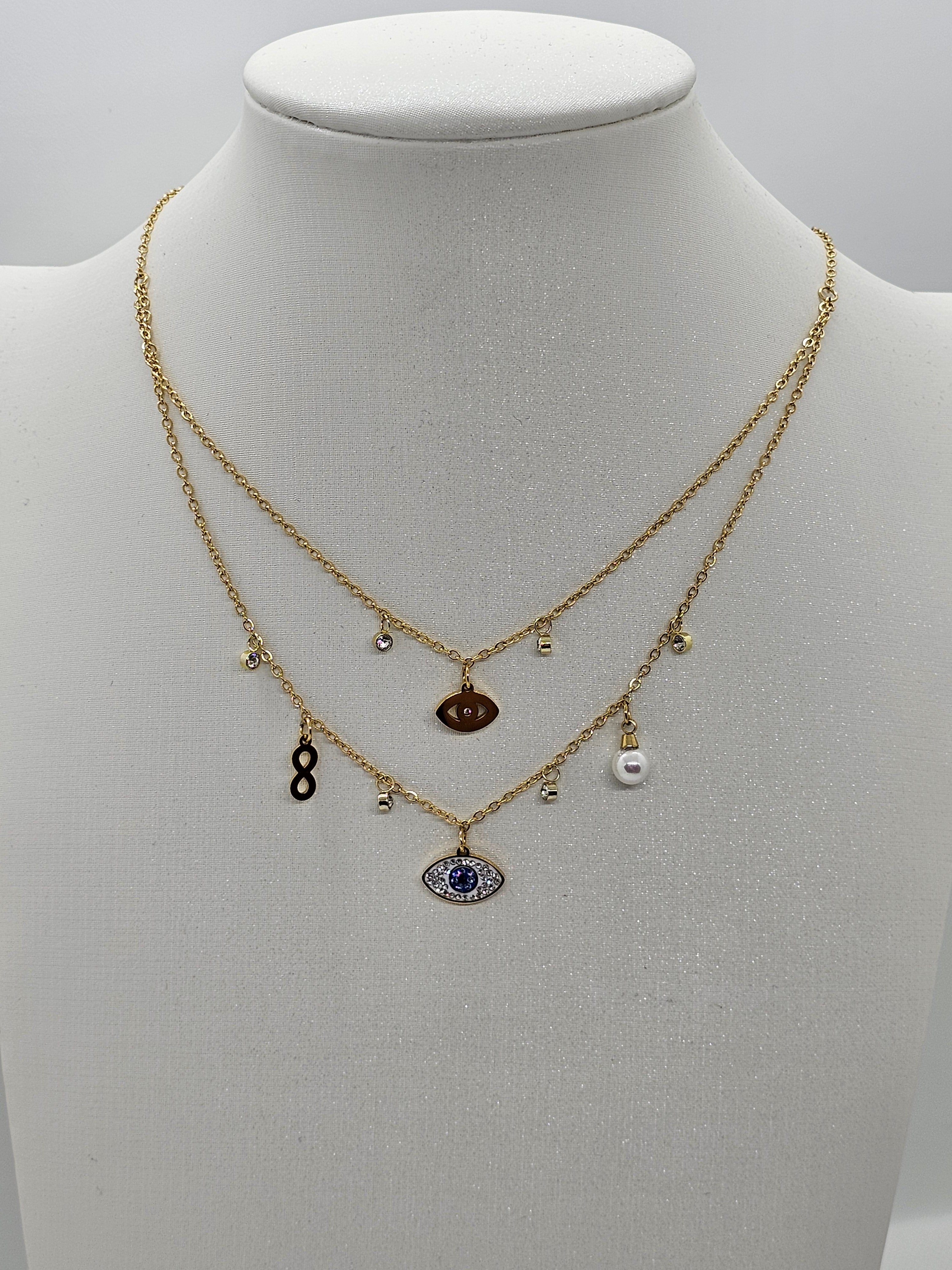 Collier œil à double chaîne