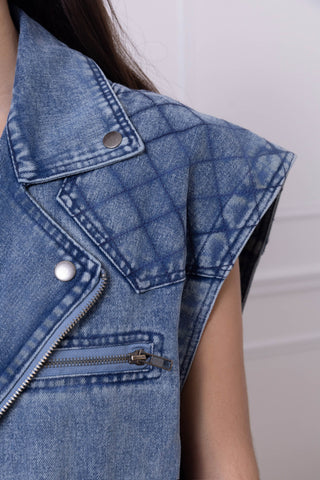 Veste jean sans manche oversize