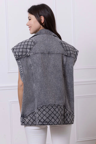Veste jean sans manche oversize