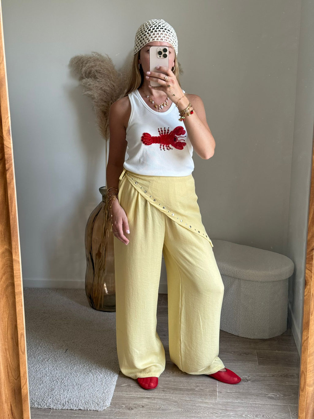 Pantalon avec ceinture -jaune
