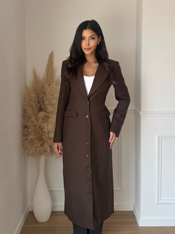Veste blazer longue coffe