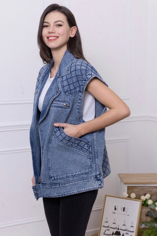 Veste jean sans manche oversize