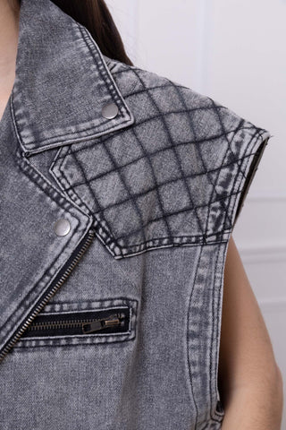 Veste jean sans manche oversize