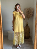Robe sans manche en Cotton avec détails en dentelle