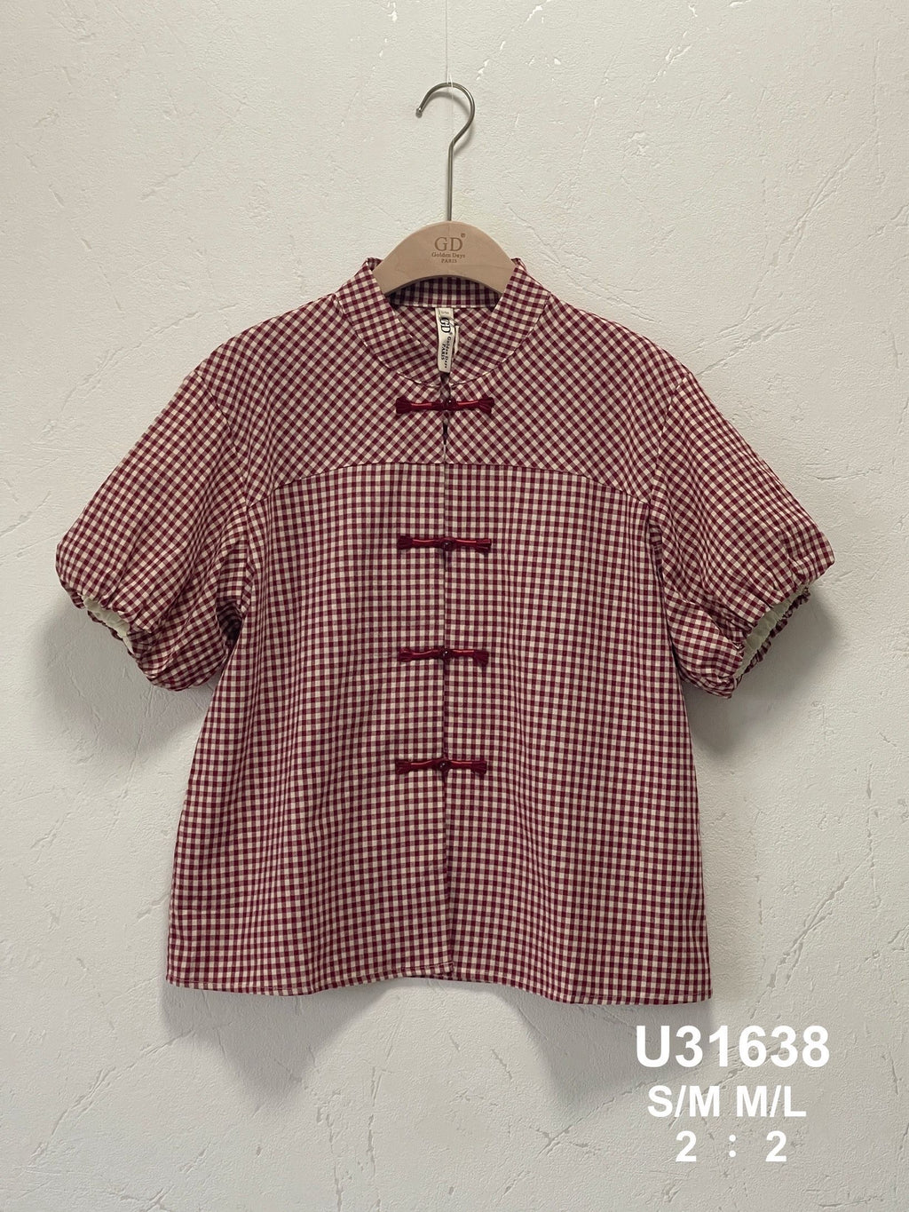 Chemise à carreaux fermeture chinoise