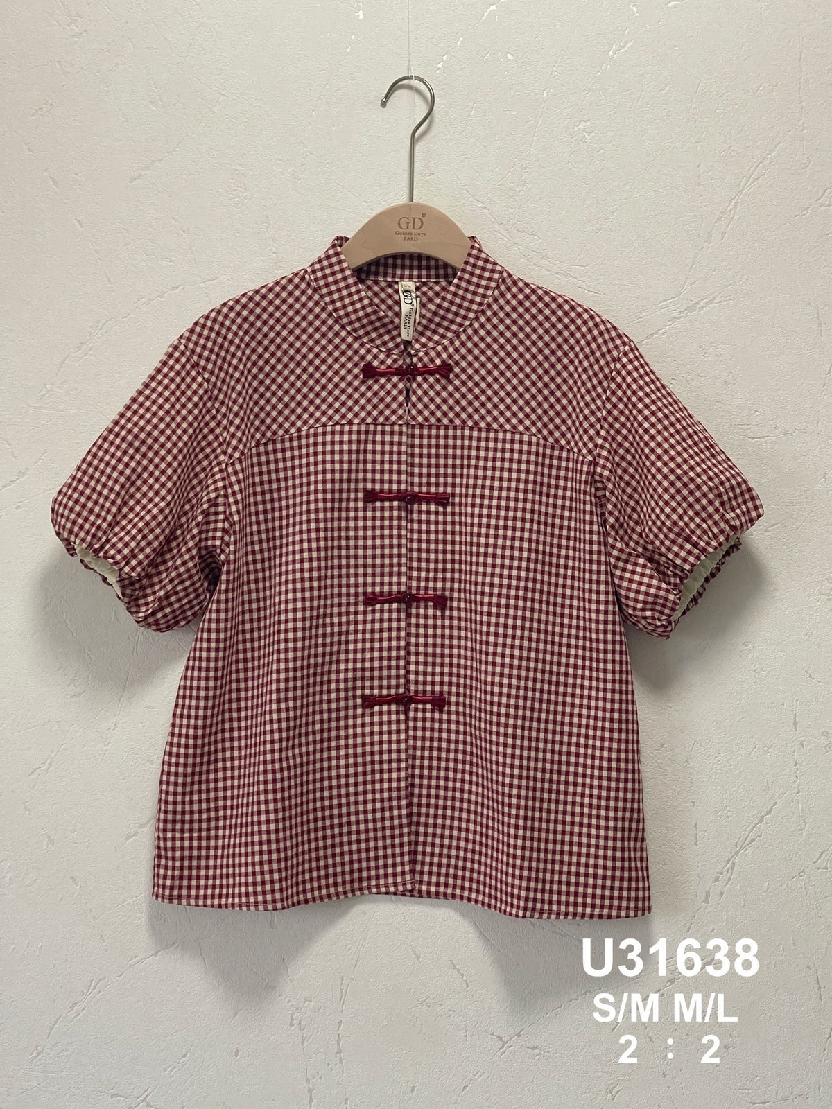 Chemise à carreaux fermeture chinoise