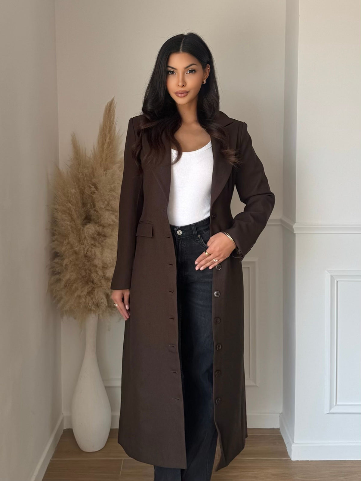 Veste blazer longue coffe