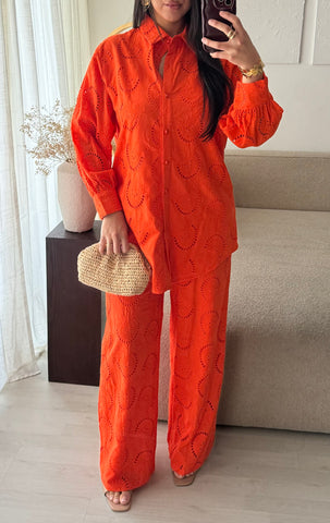 Ensemble broderie anglaise orange