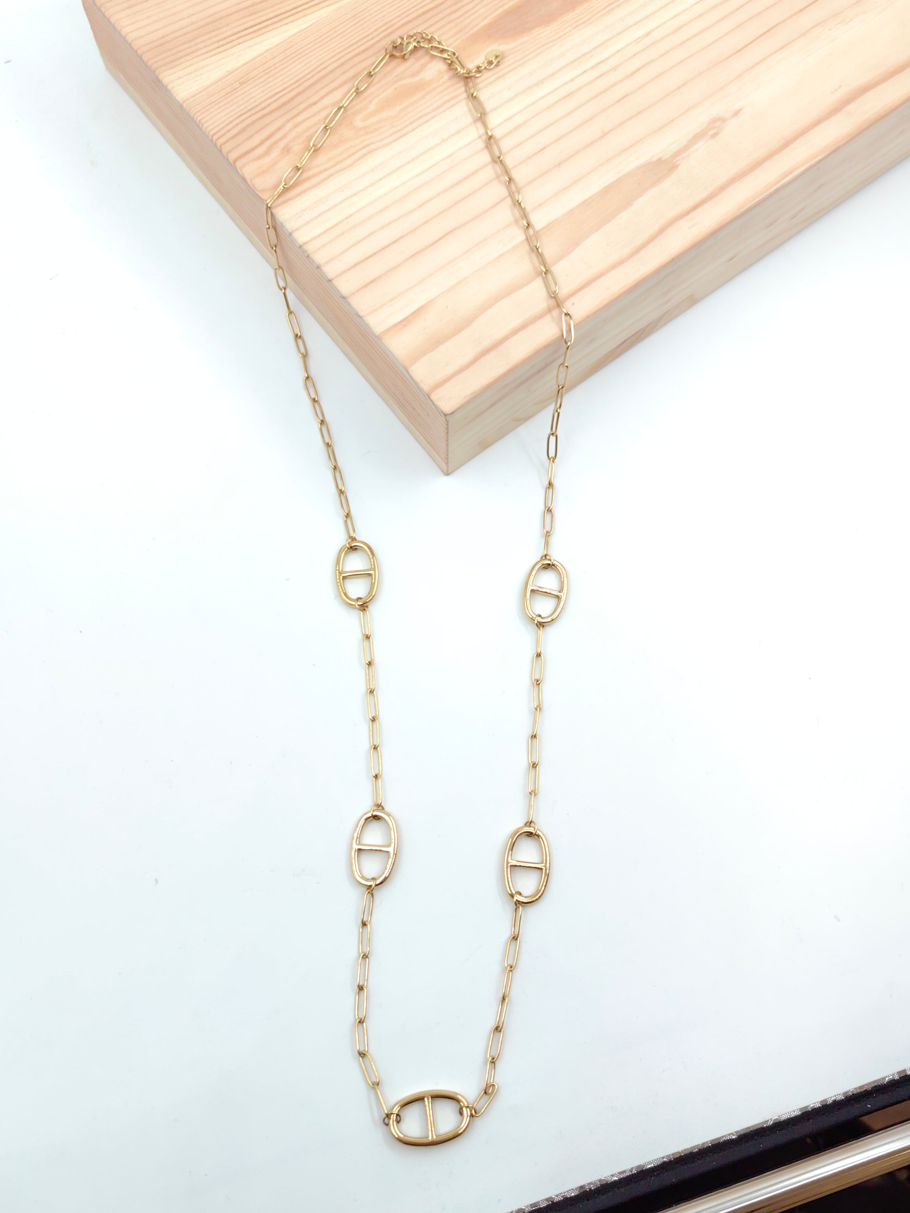 Sautoir maille marine