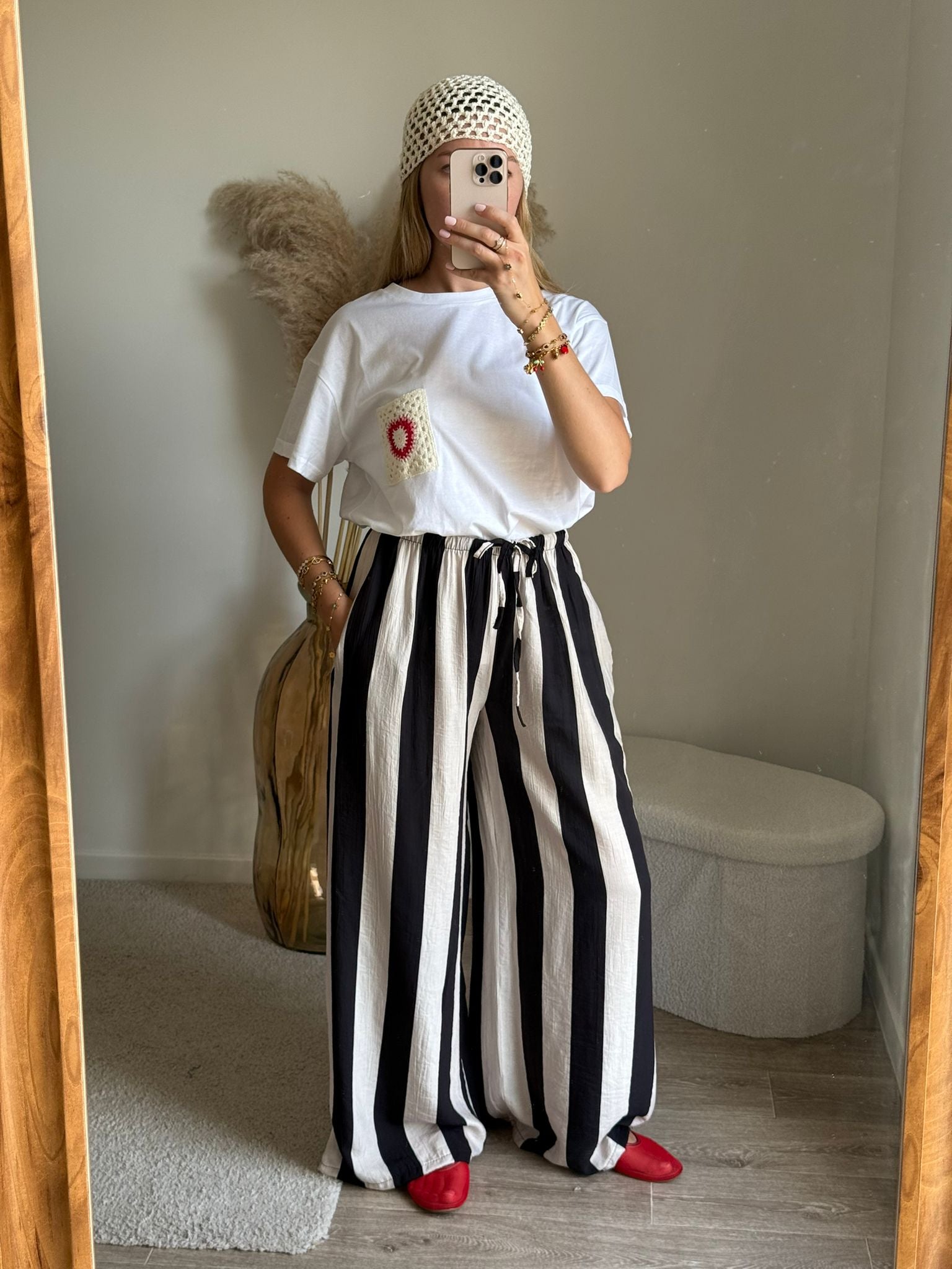 T-shirt blanc poche brodé
