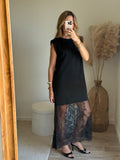 Robe sans manche en Cotton avec détails en dentelle