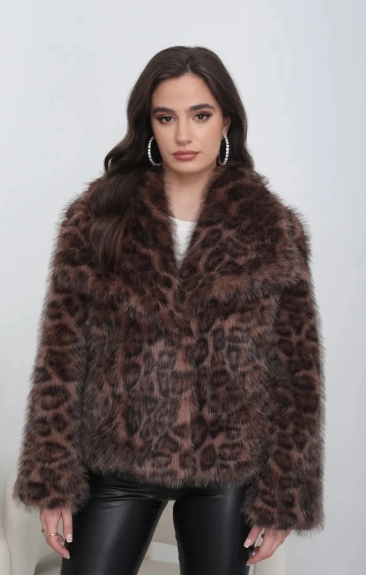 Veste fausse fourrure motif léopard