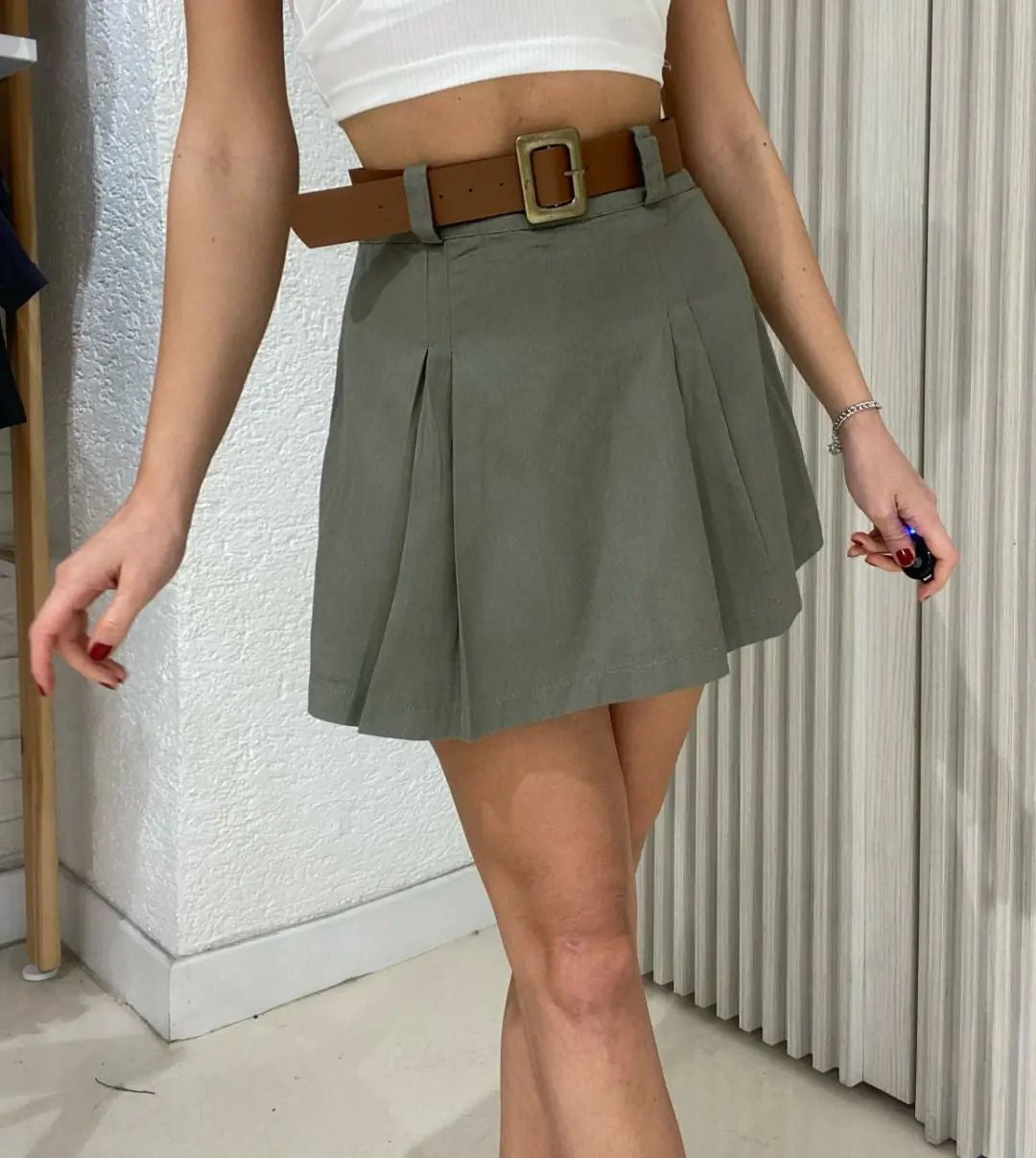 Jupe short Loane vert kaki