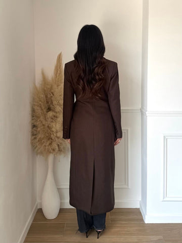 Veste blazer longue coffe