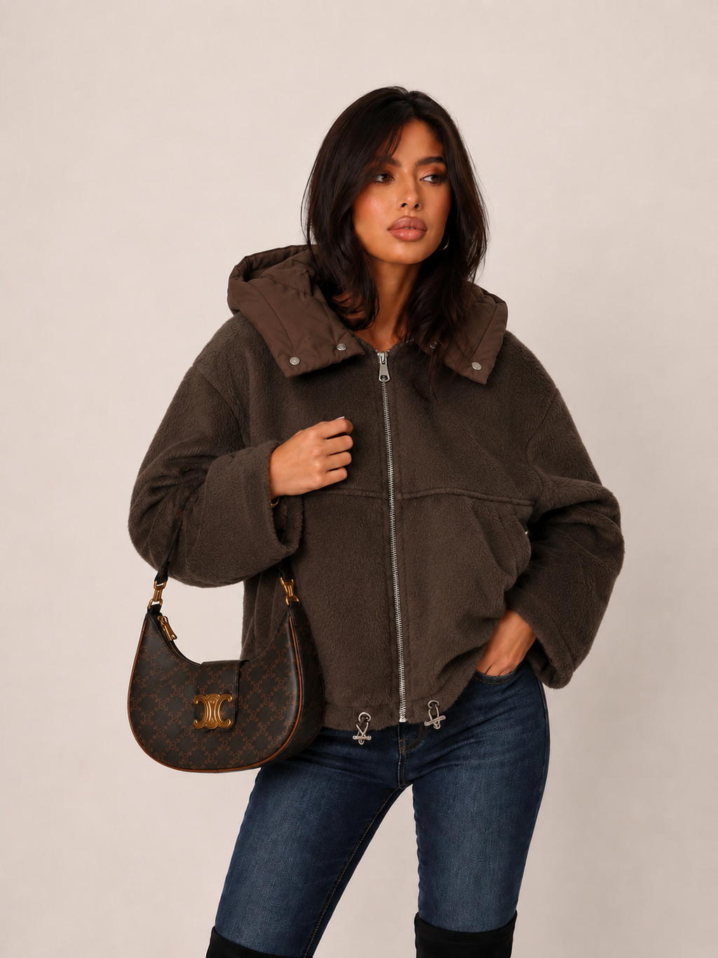 Manteau court à capuche