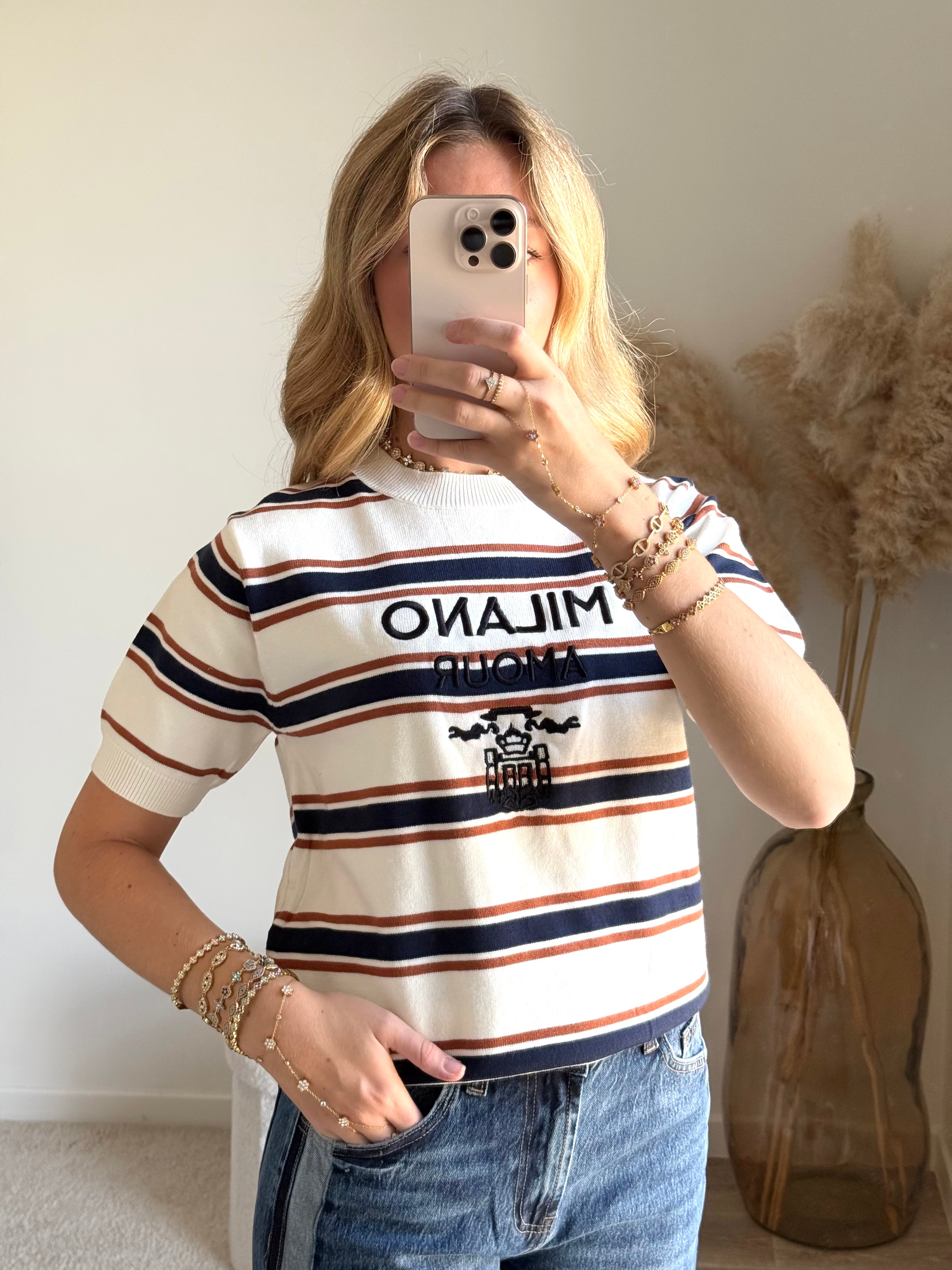 Pull rayé Milano en maille fine