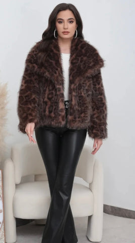 Veste fausse fourrure motif léopard