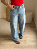 Jean Straight ceinture à revers
