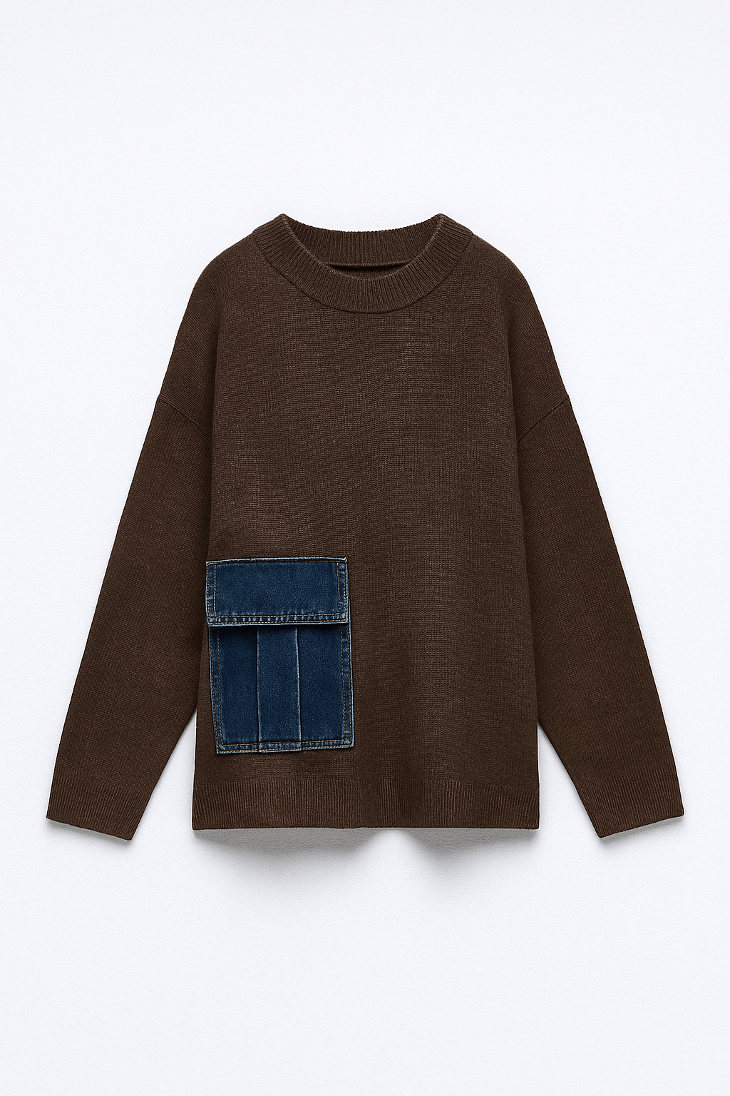 Pull en maille à poche en jean