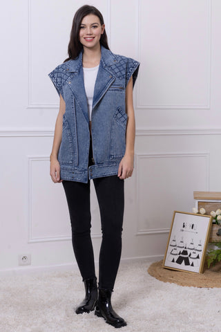Veste jean sans manche oversize