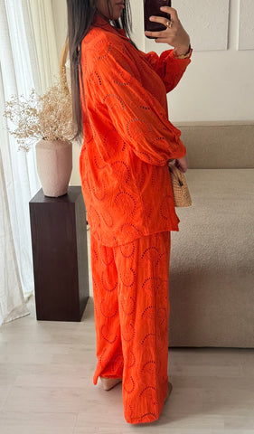 Ensemble broderie anglaise orange