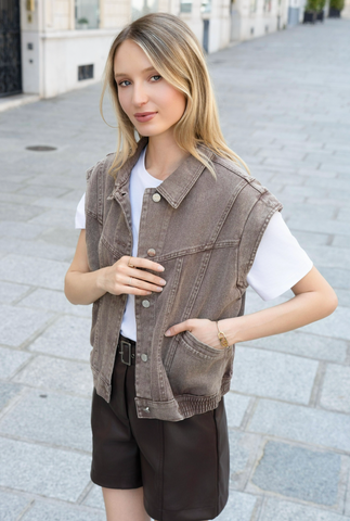 Veste sans manches en jean
