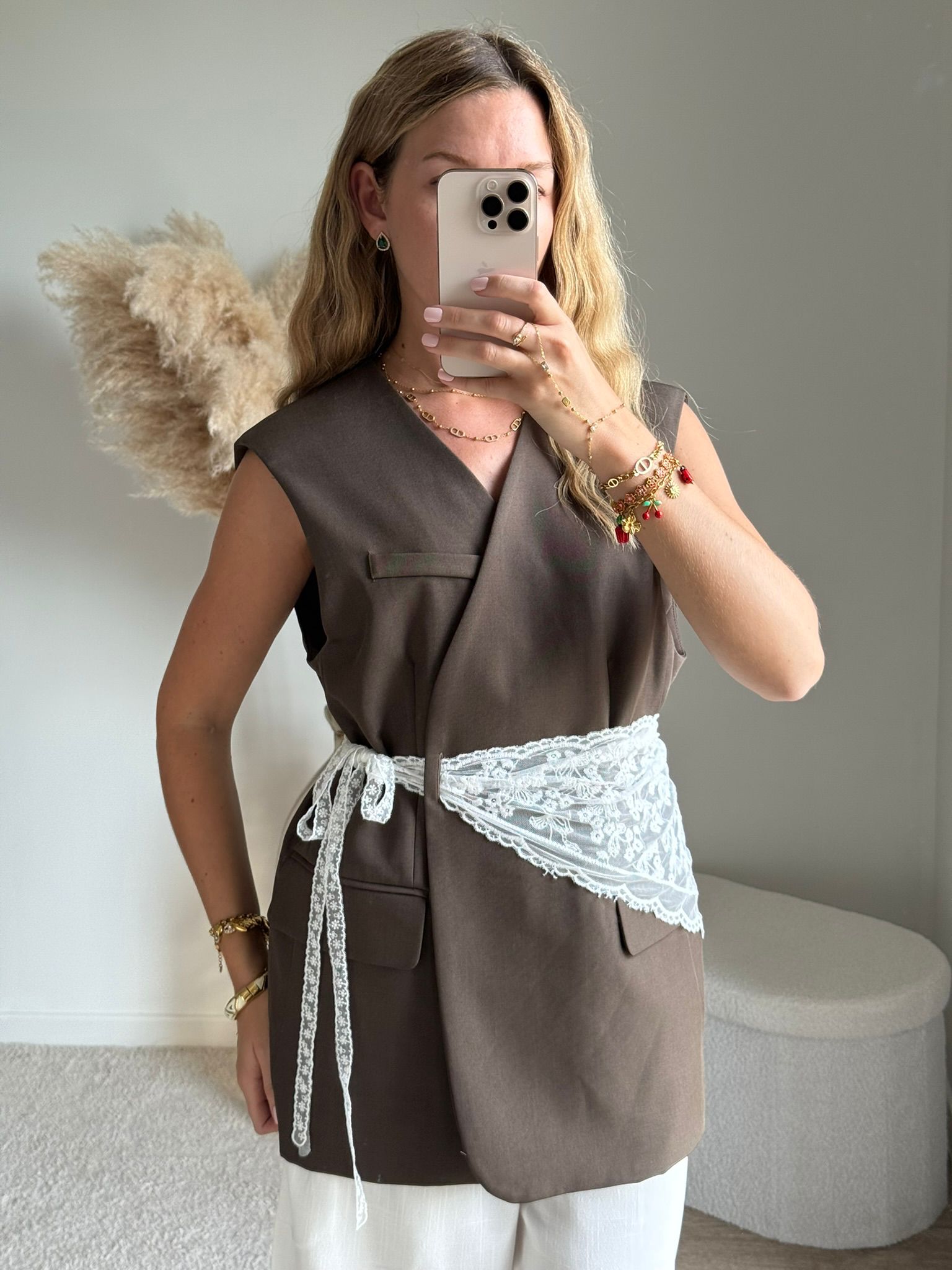 Blazer sans manche foulard intégré