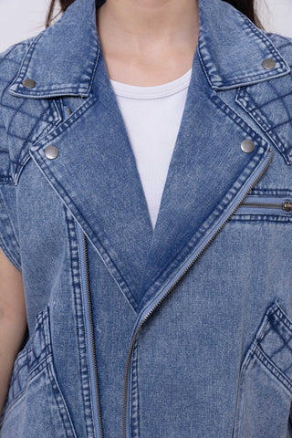 Veste jean sans manche oversize