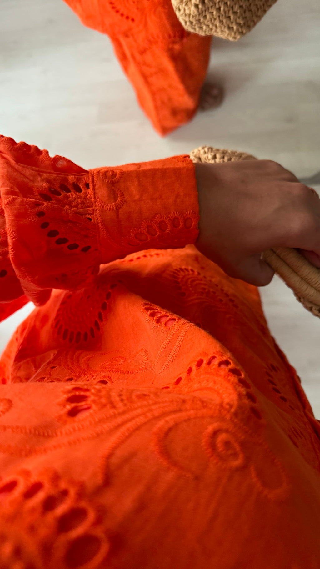 Ensemble broderie anglaise orange