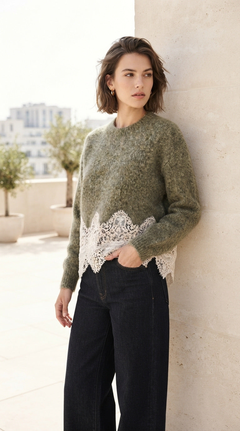 Pull bi- matière