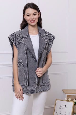 Veste jean sans manche oversize