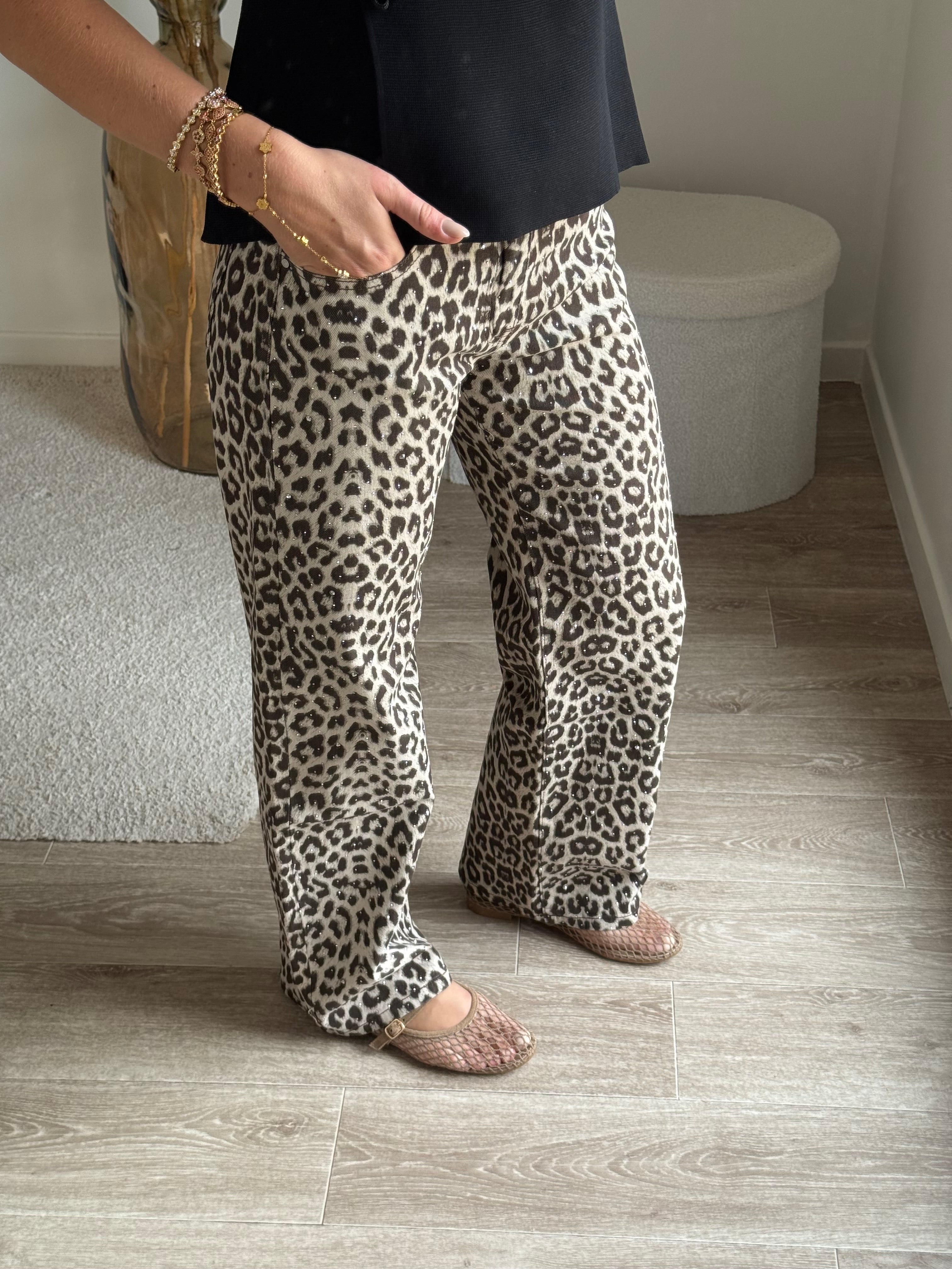 Jean Wide leg léopard avec strass