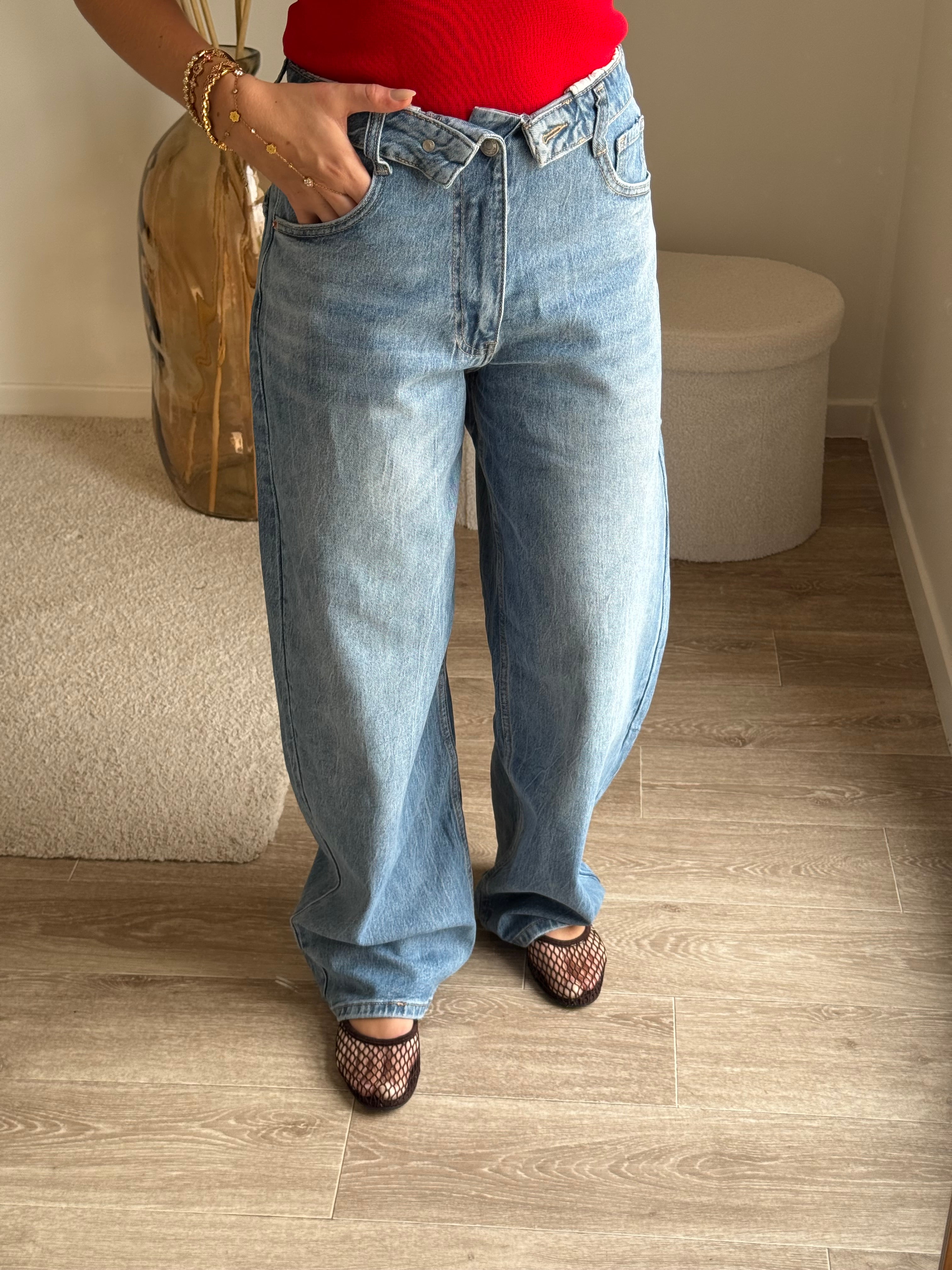 Jean Straight ceinture à revers