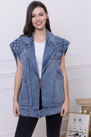 Veste jean sans manche oversize