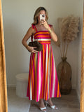 Robe en bretelle à rayure multicouleur