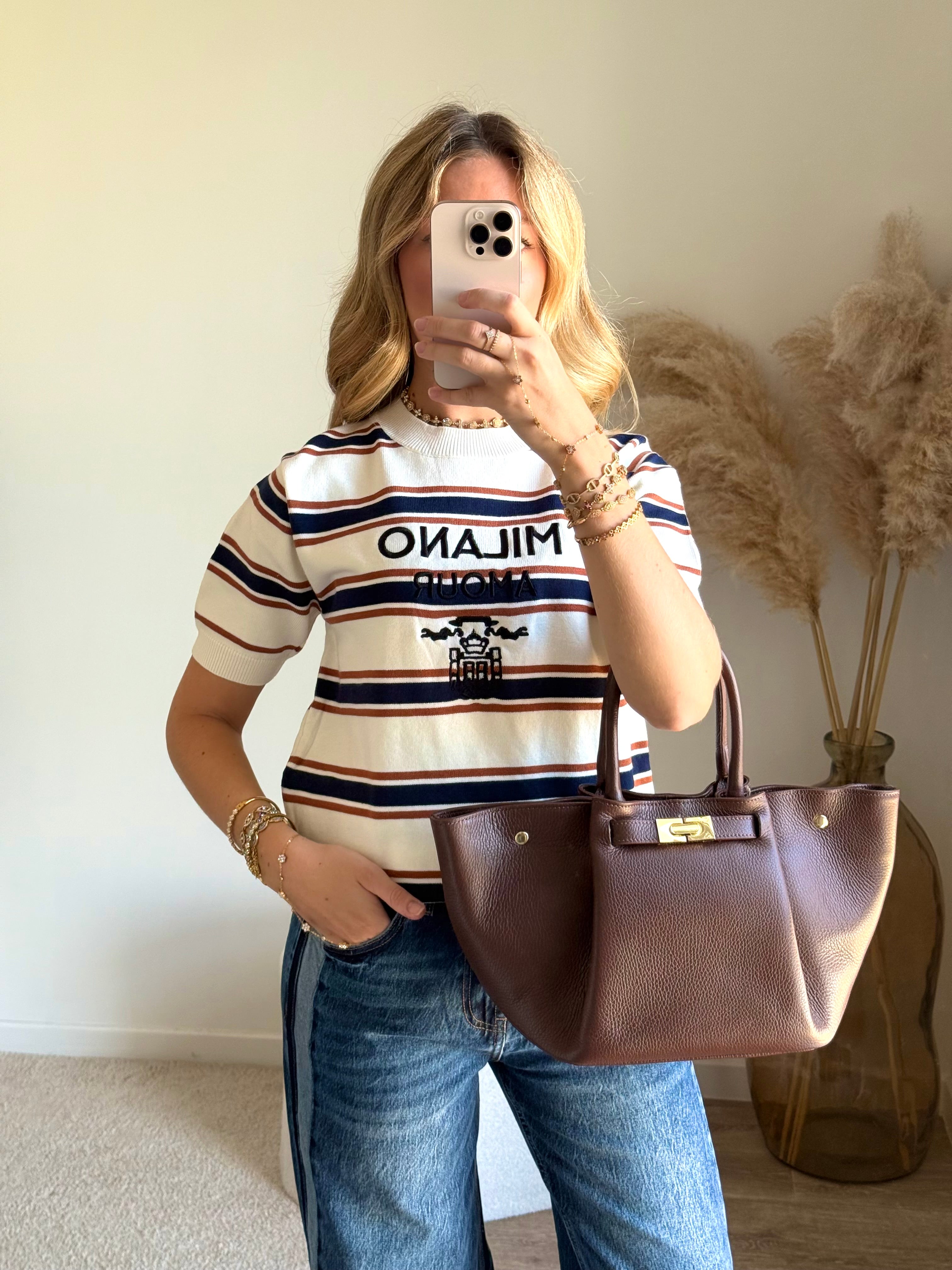 Pull rayé Milano en maille fine