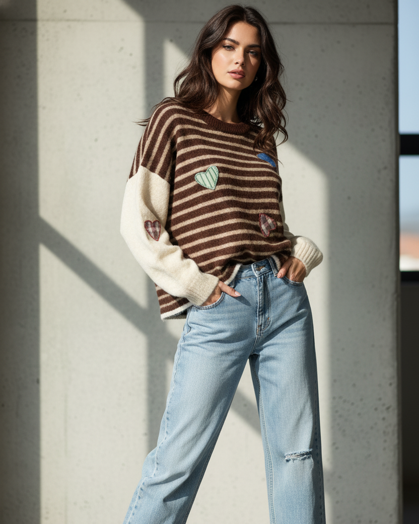 Pull 'Cœur Bohème' Rayé