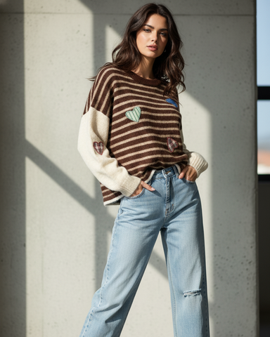 Pull 'Cœur Bohème' Rayé