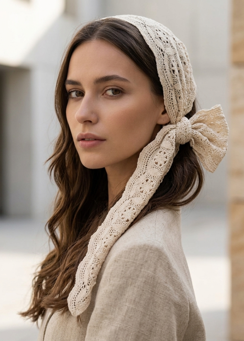 Foulard en Crochet Artisanal - Beige