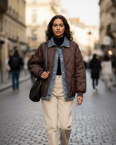 BLOUSON OVERSIZE MATELASSÉ EFFET BIMATIÈRE