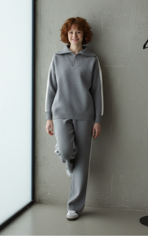 Ensemble en maille cosy - Gris