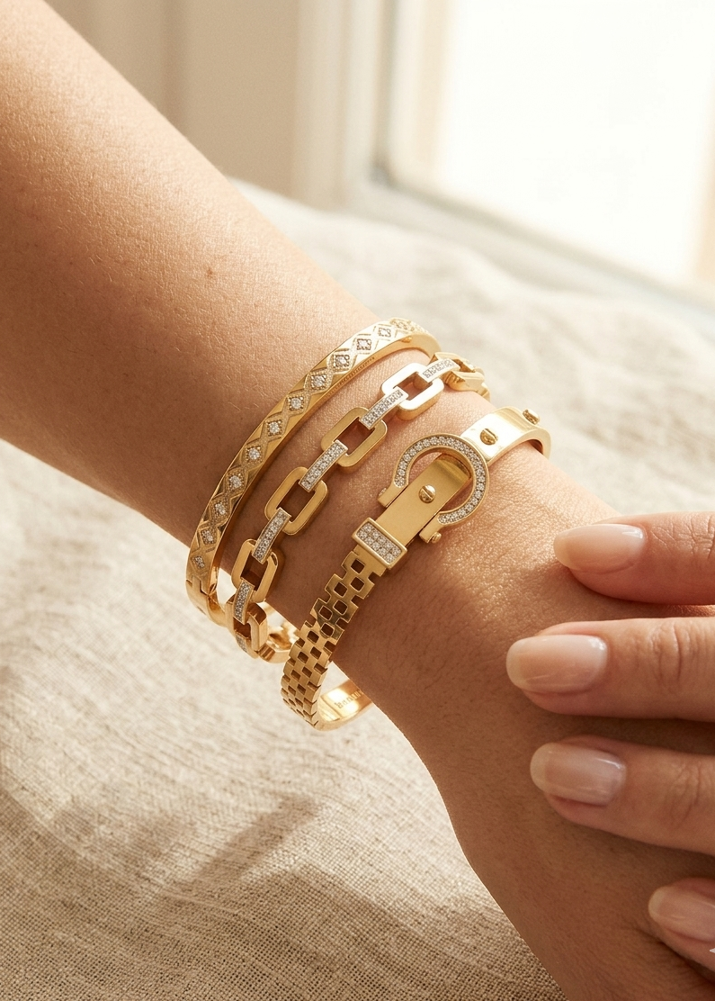 Lot de 3 bracelets en acier inoxydable