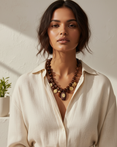 COLLIER PERLES ET CHARMS RÉSINE