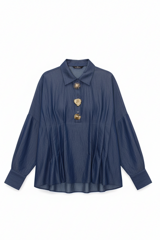BLOUSE EN JEAN FLUIDE BOUTONS BIJOUX