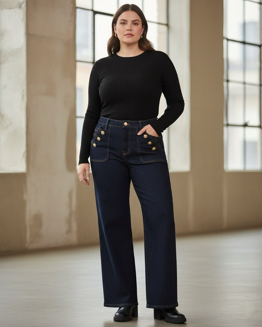 Jean Marin Taille Haute – Denim Brut